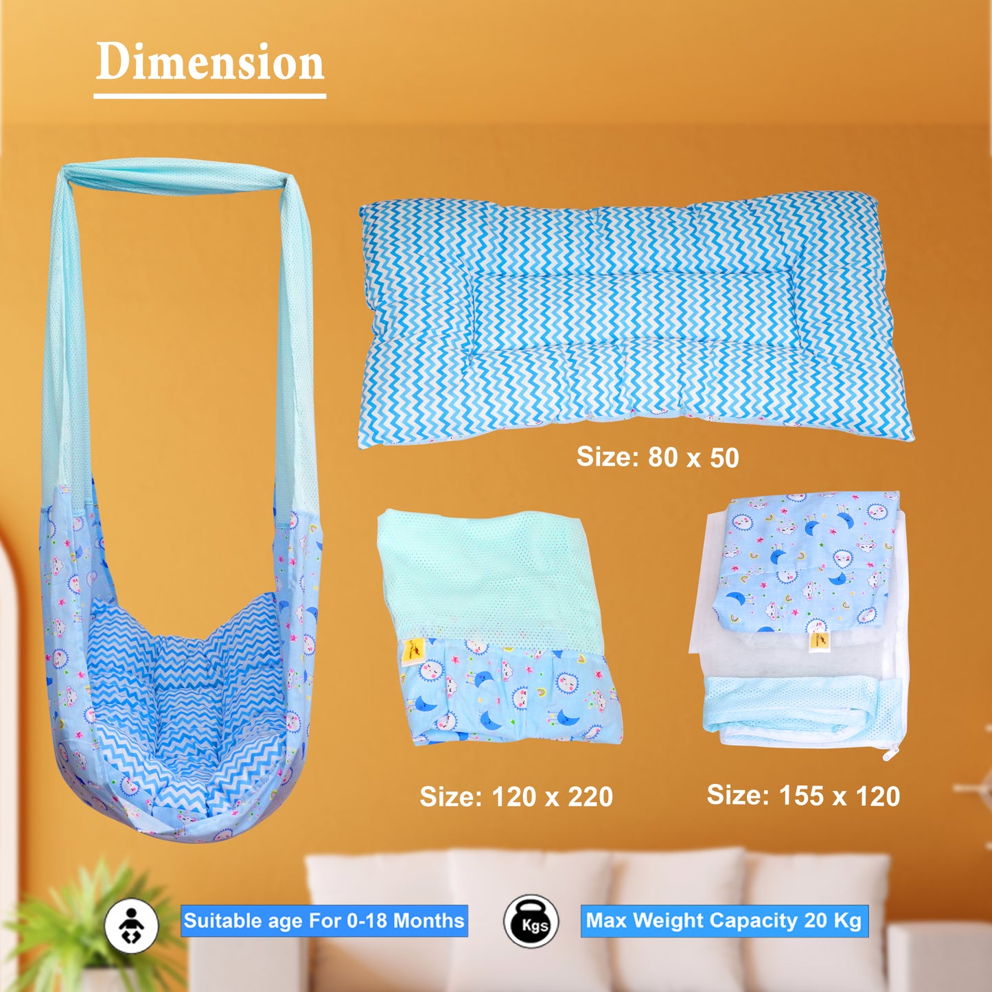 Little Chime Ventilated Cradle Cloth with Detachable Baby Bed