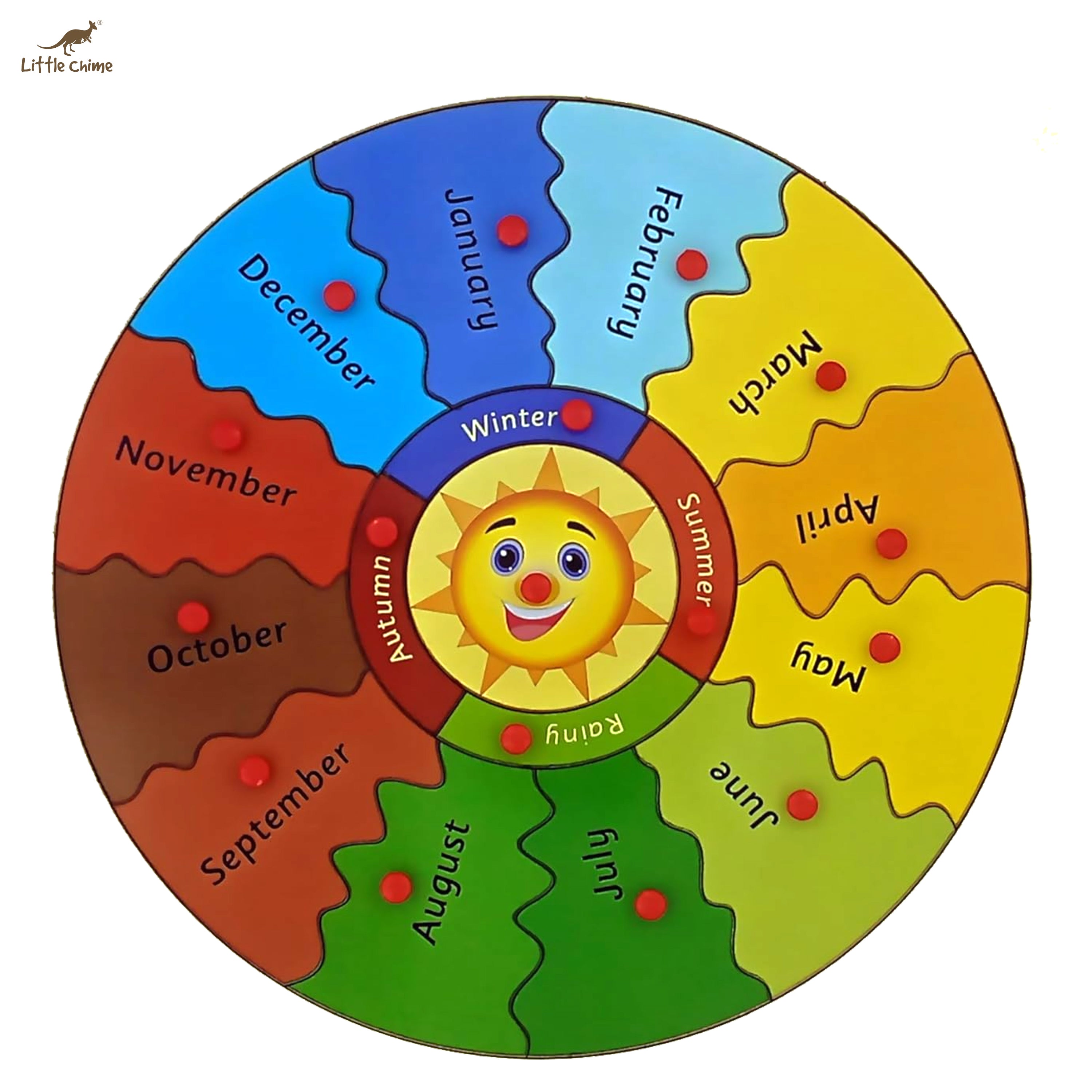 Wooden 12 Months Name Multicolour