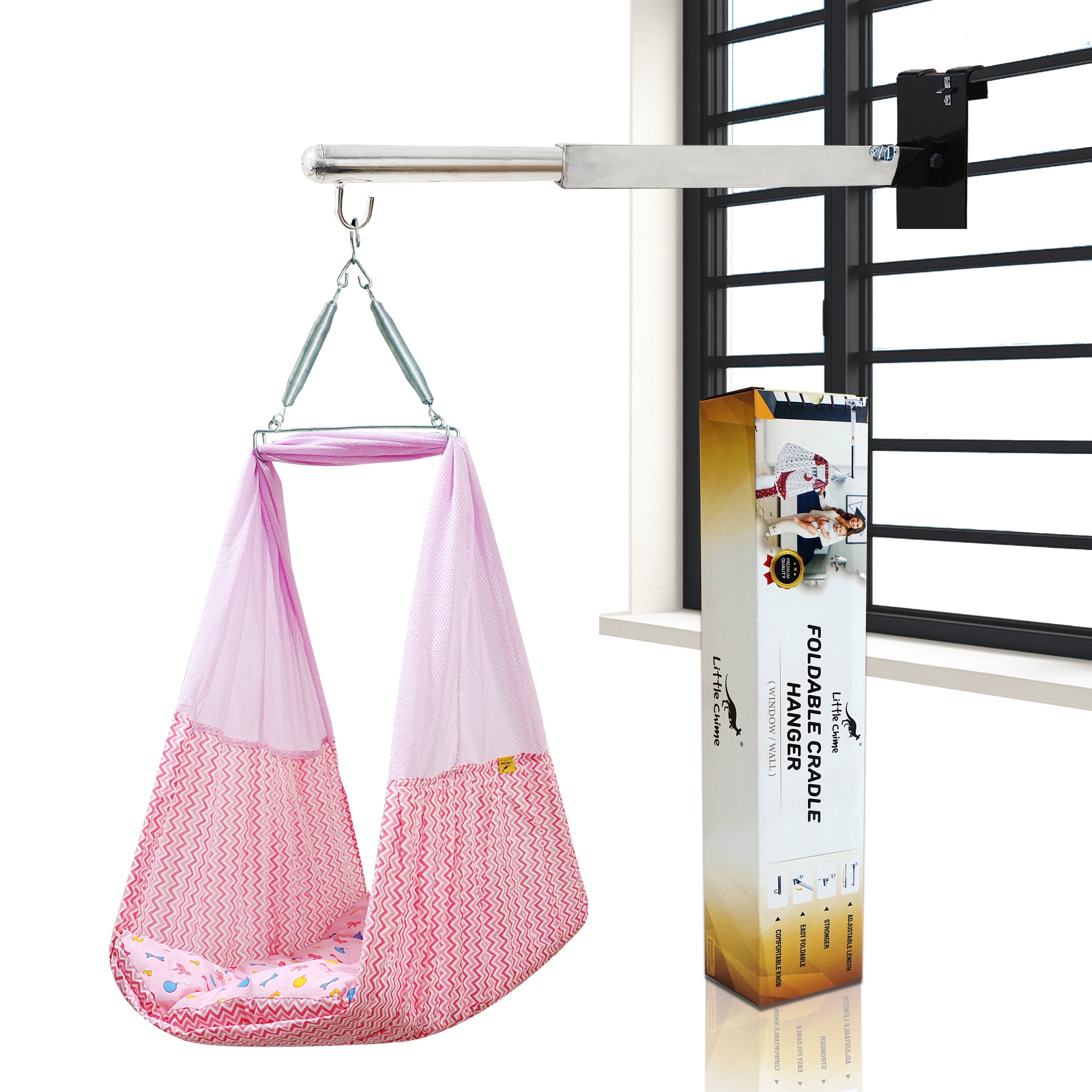 Little Chime Complete Cradle Set with Window Hanger, Cradle Bed & Mosquito Net
