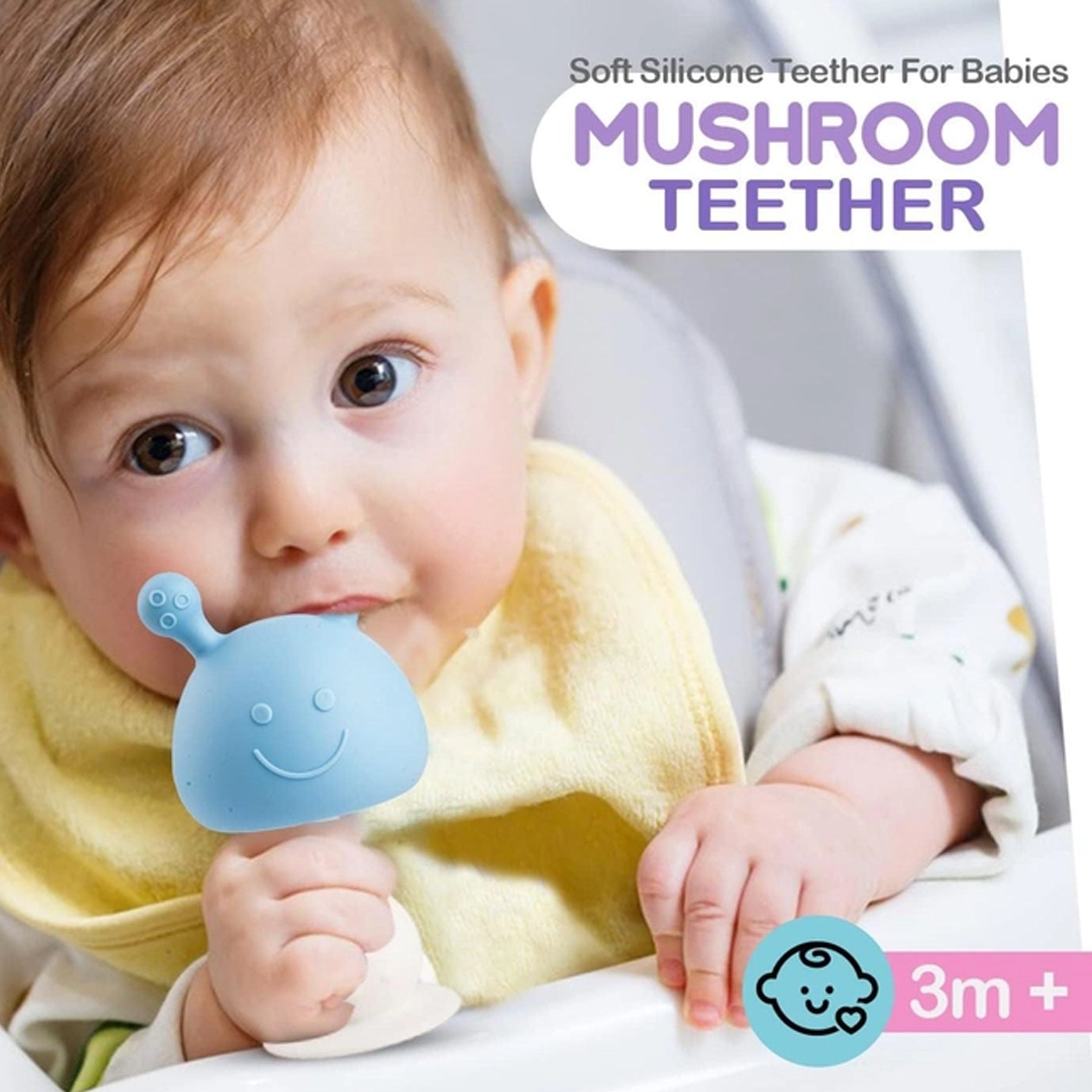 Soft Silicon Teether For Babies | Mushroom Design