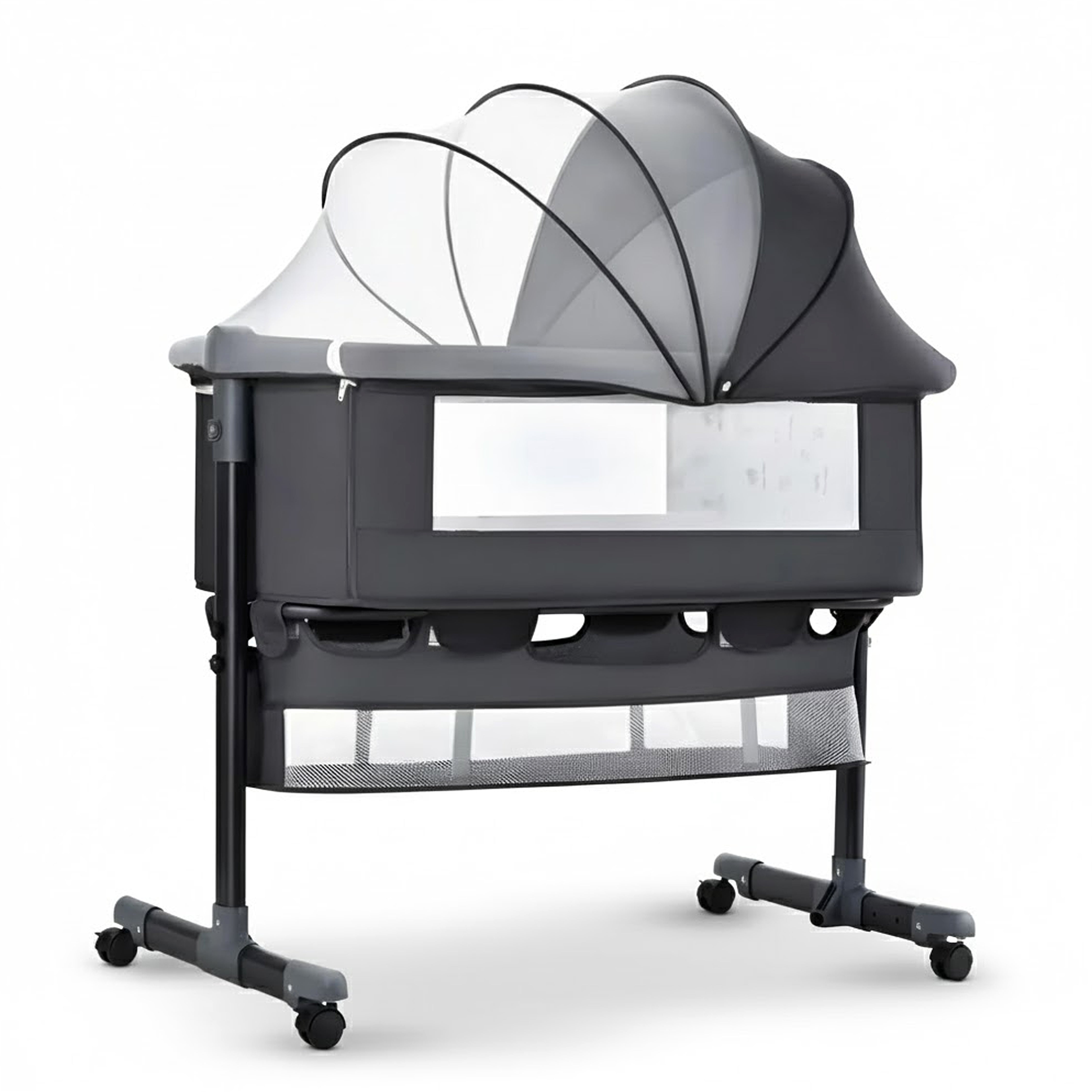 Baby Bedside Crib with 2 Height Adjustable Bed Cot