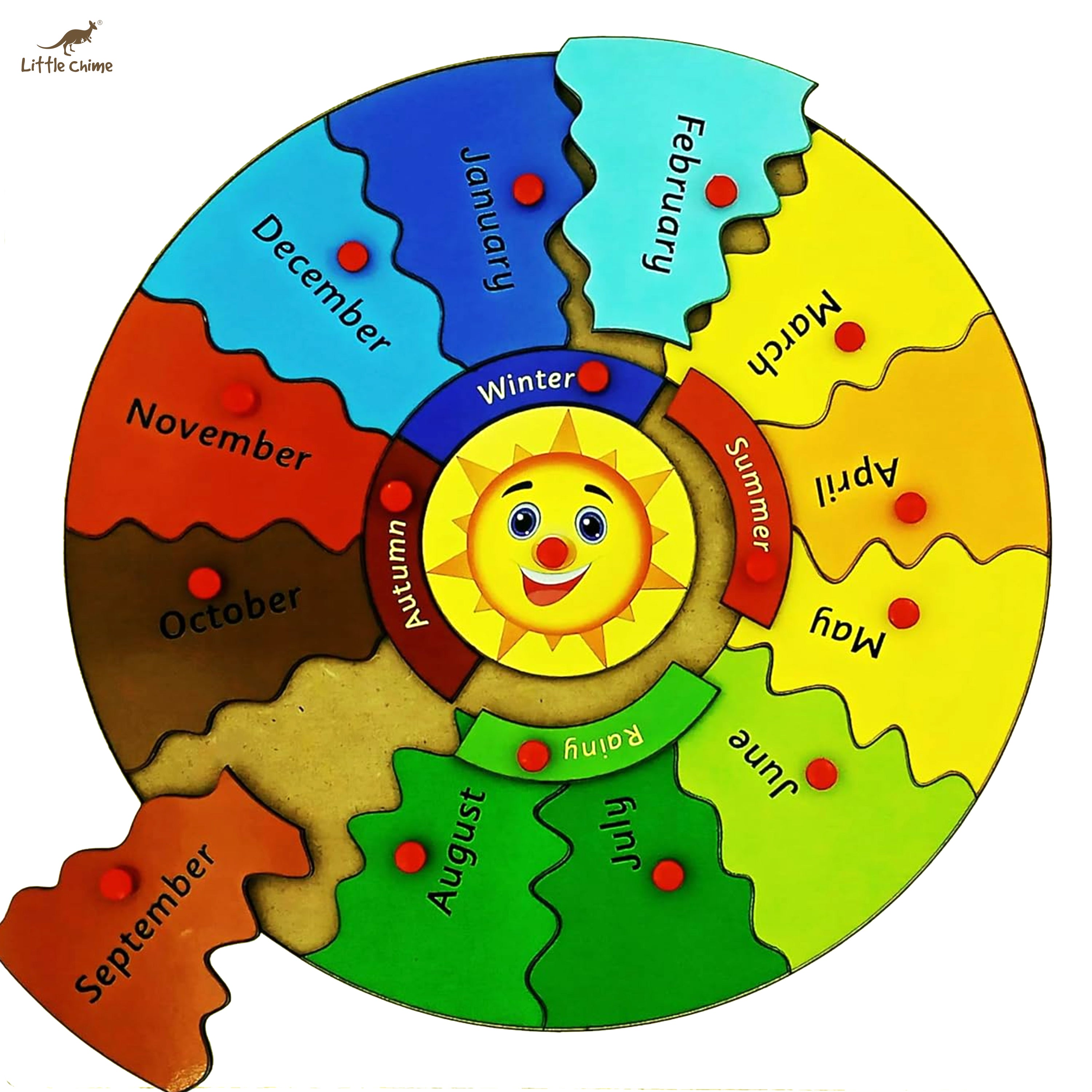 Wooden 12 Months Name Multicolour