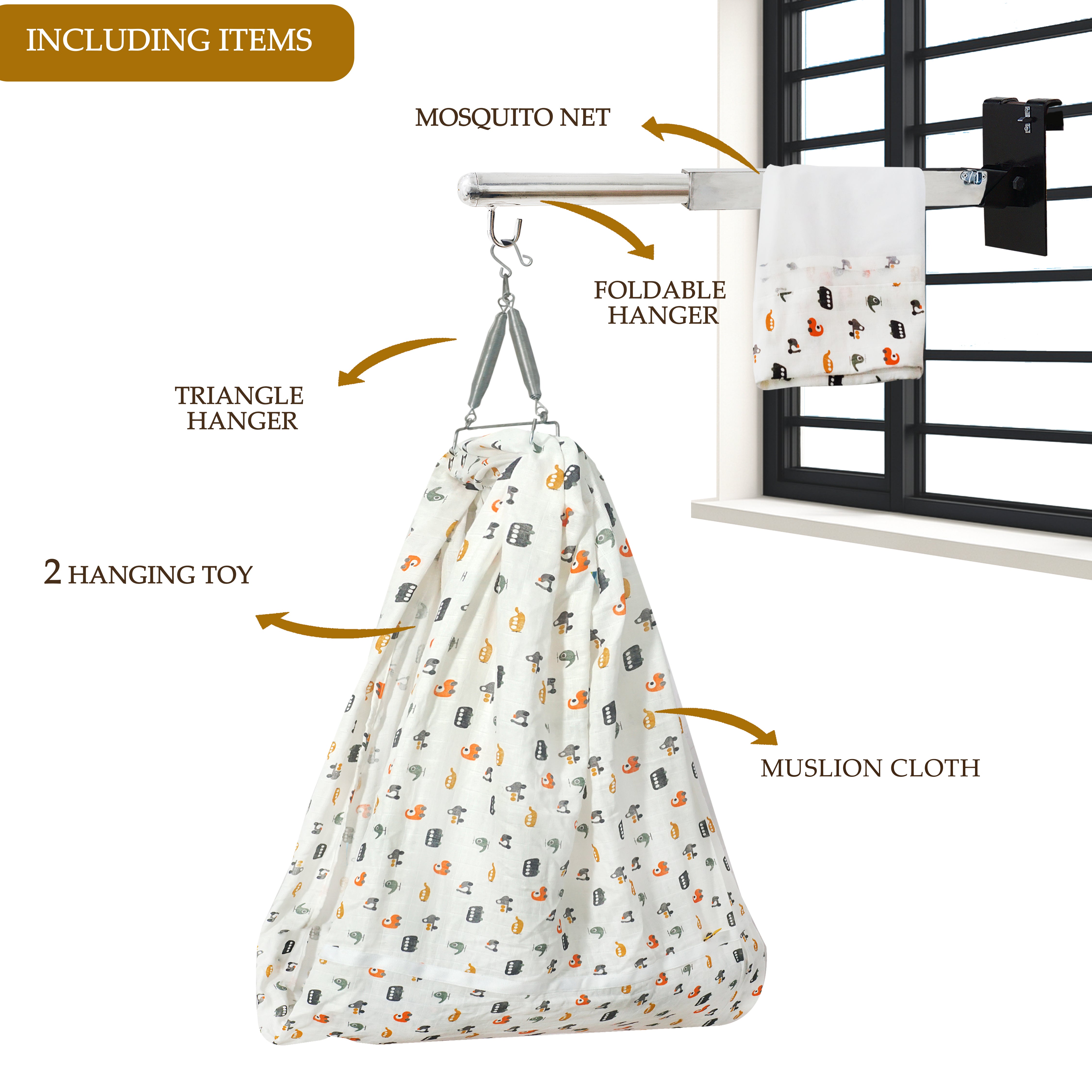 Foldable Hanger & Muslin Cradle Cloth Combo