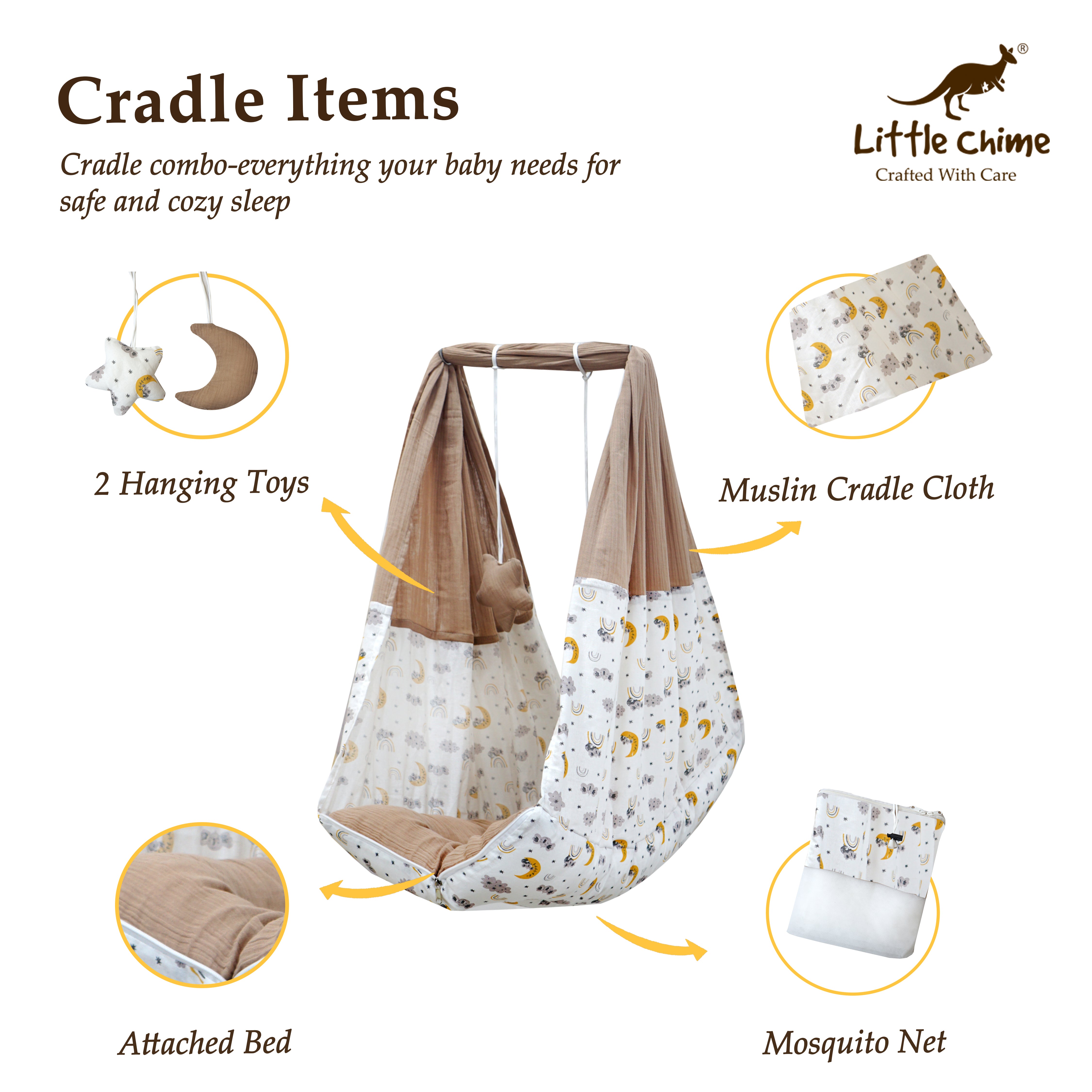 Muslin Attached Bed Cradle Combo