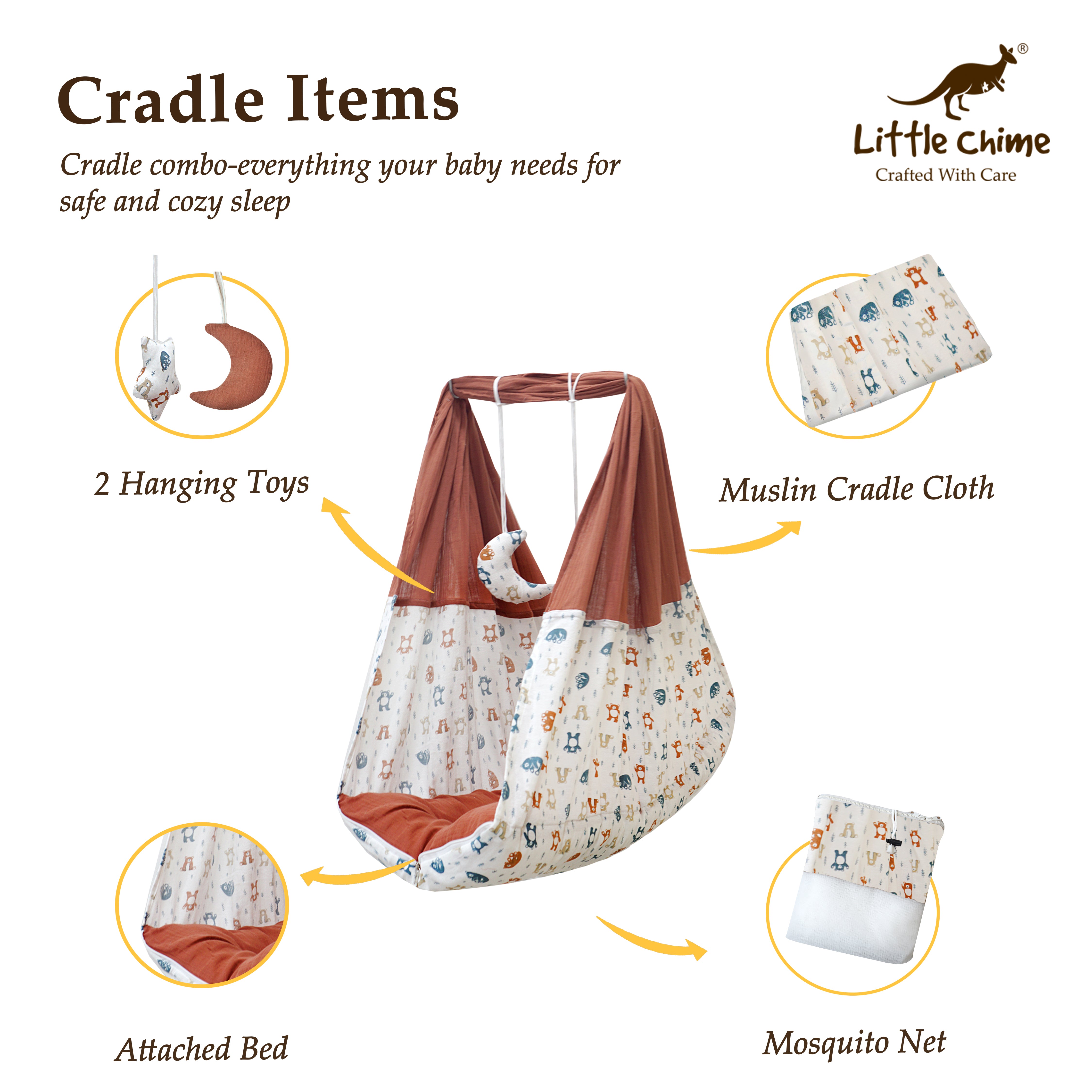 Muslin Attached Bed Cradle Combo