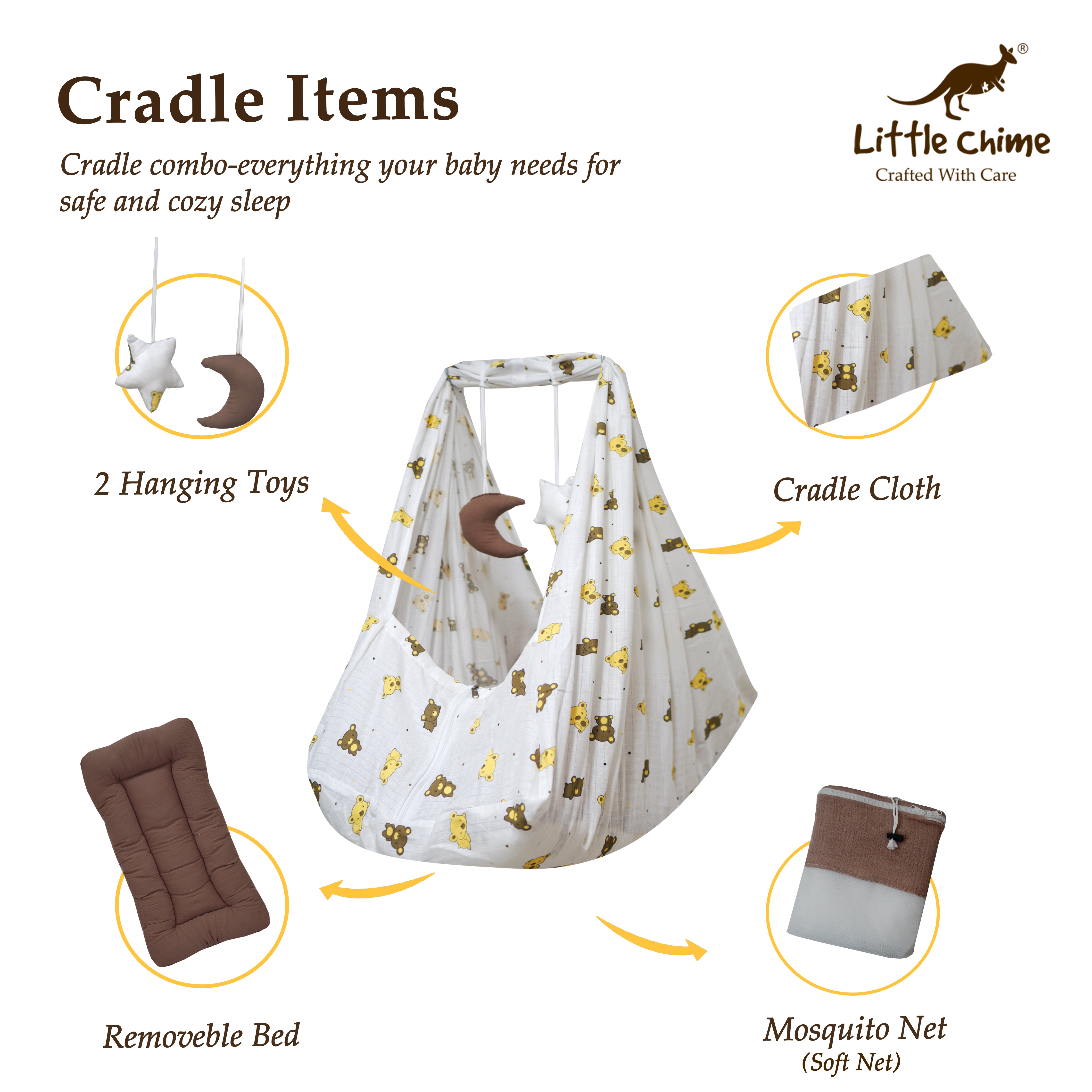 2 side Covering Muslin Bed Cradle Combo