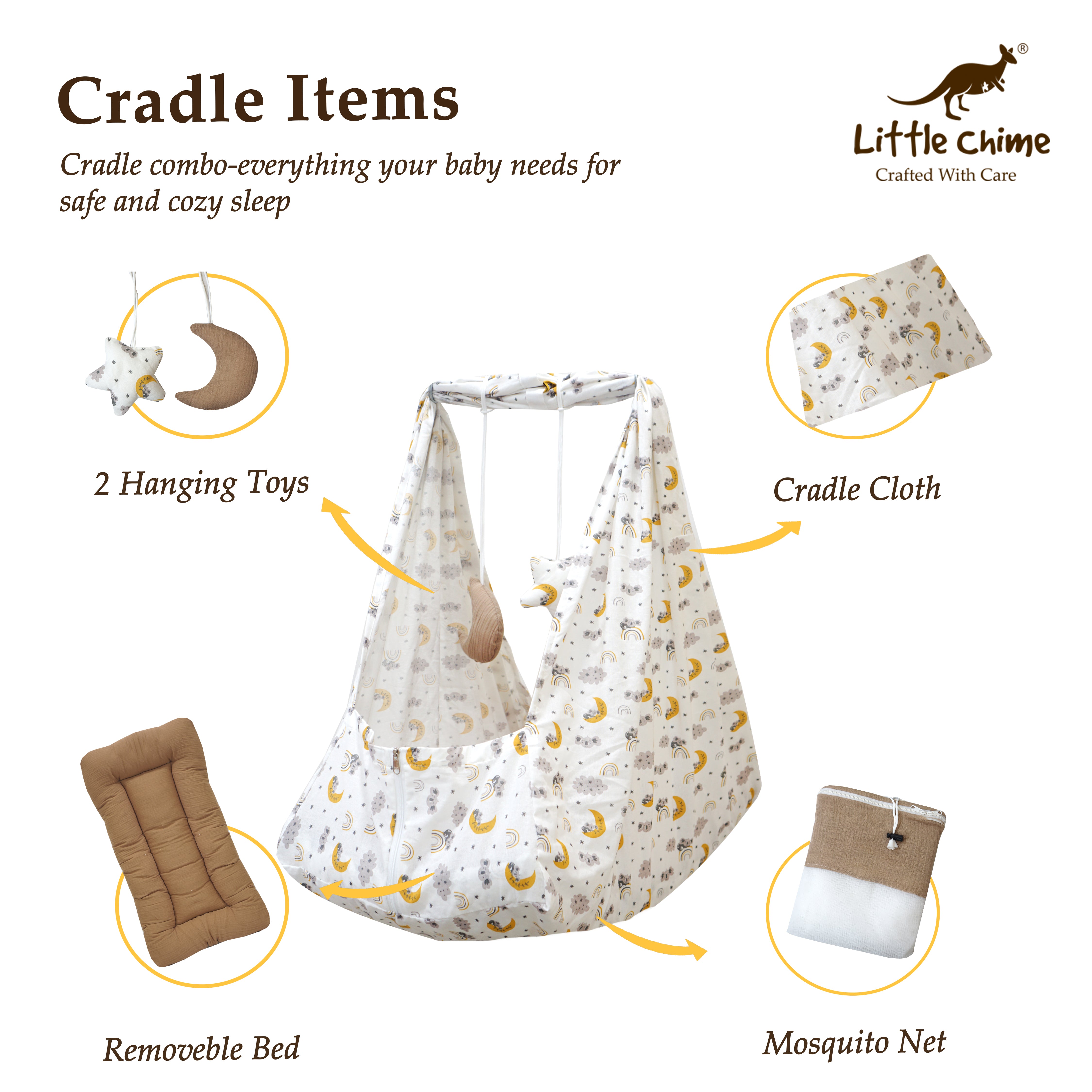 2 side Covering Muslin Bed Cradle Combo