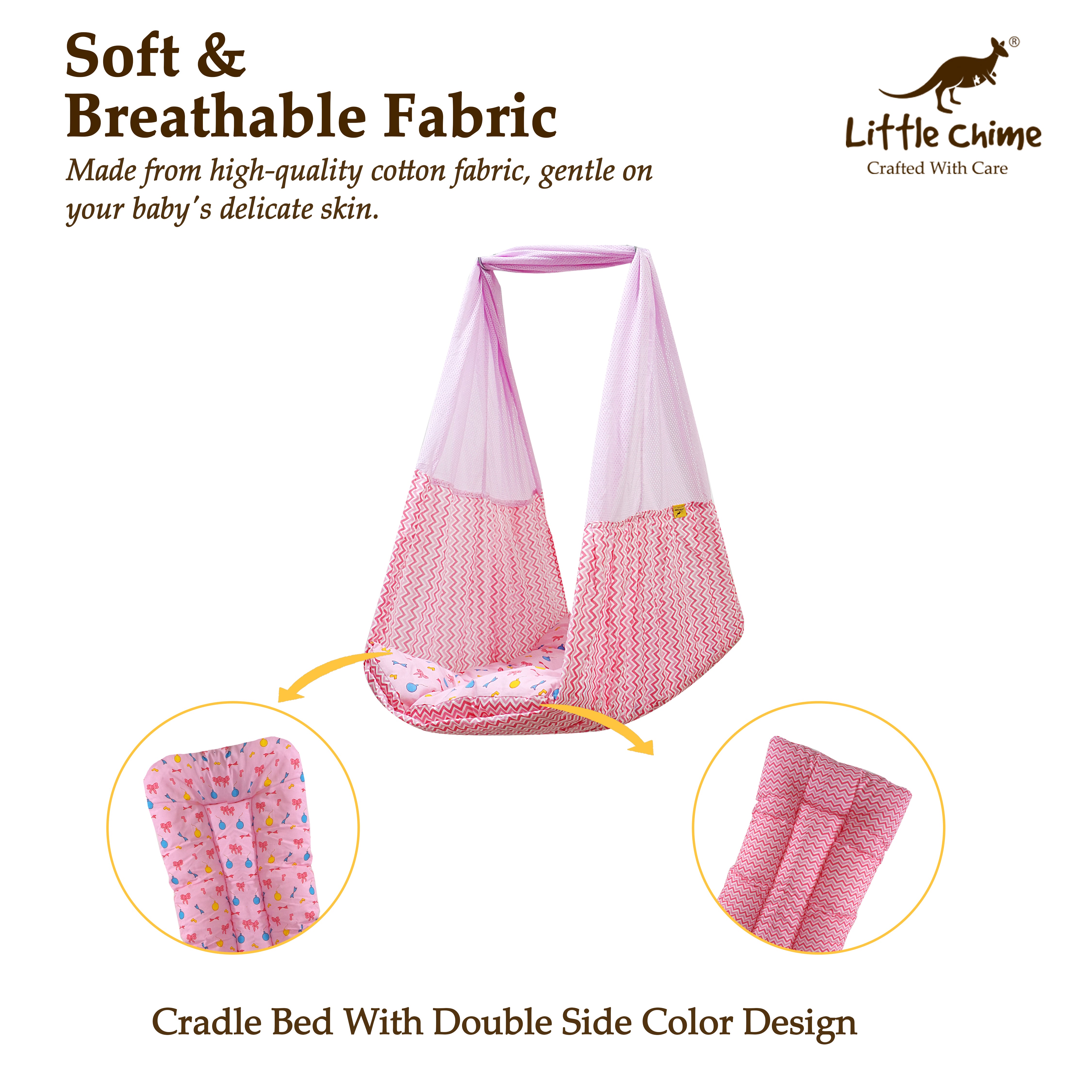 Little Chime Complete Cradle Set with Window Hanger, Cradle Bed & Mosquito Net