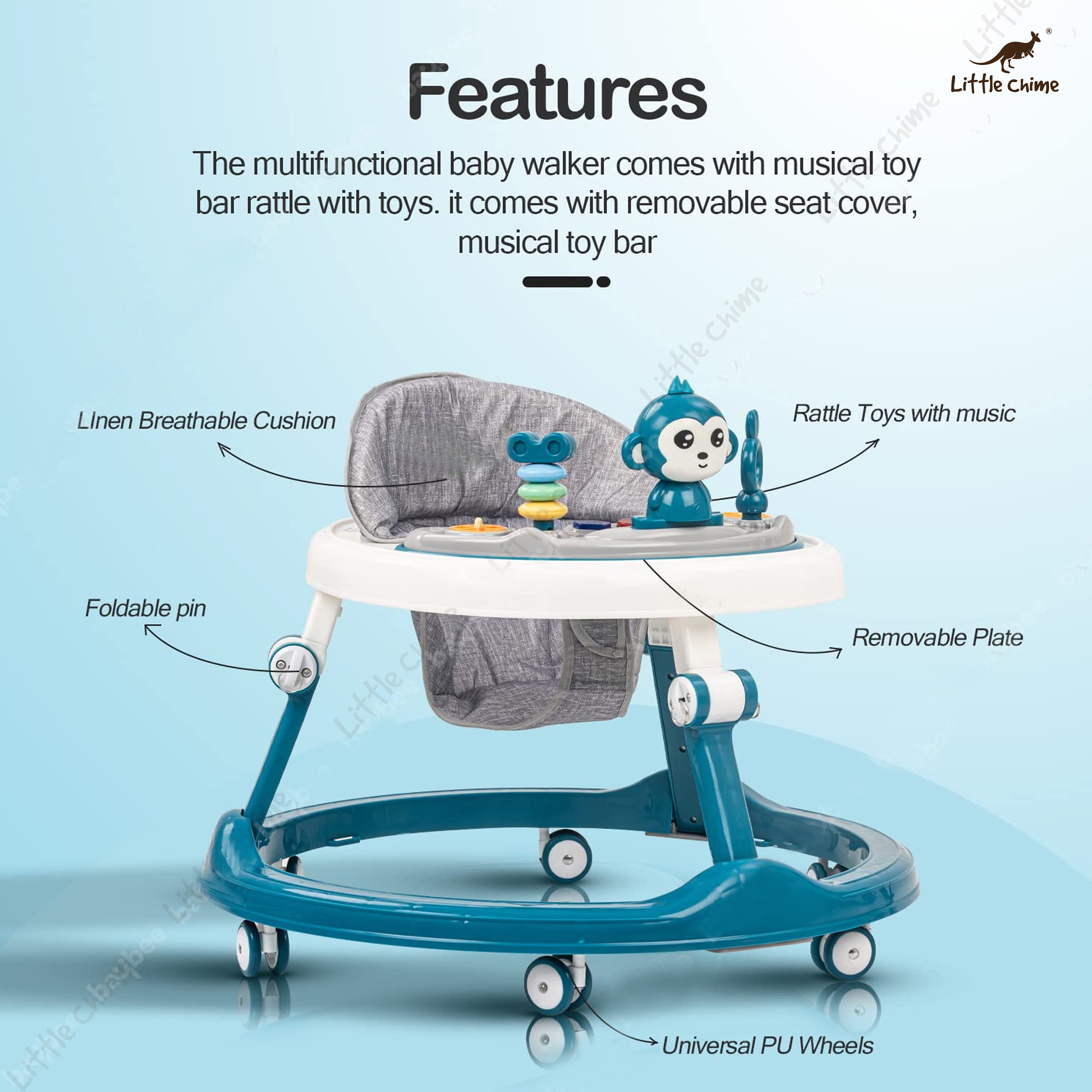 Cute Monkey Theme Baby Walker