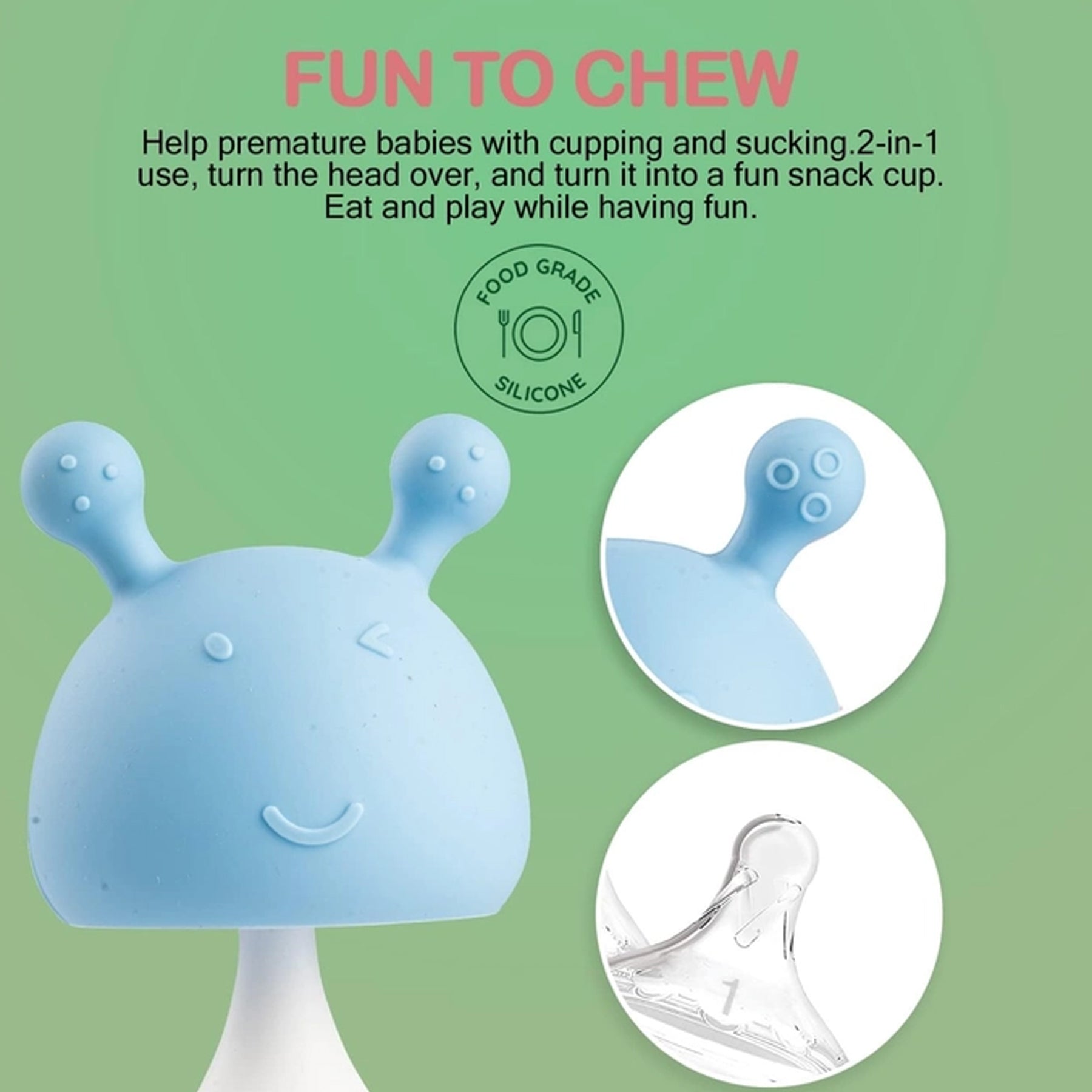 Soft Silicon Teether For Babies | Mushroom Design