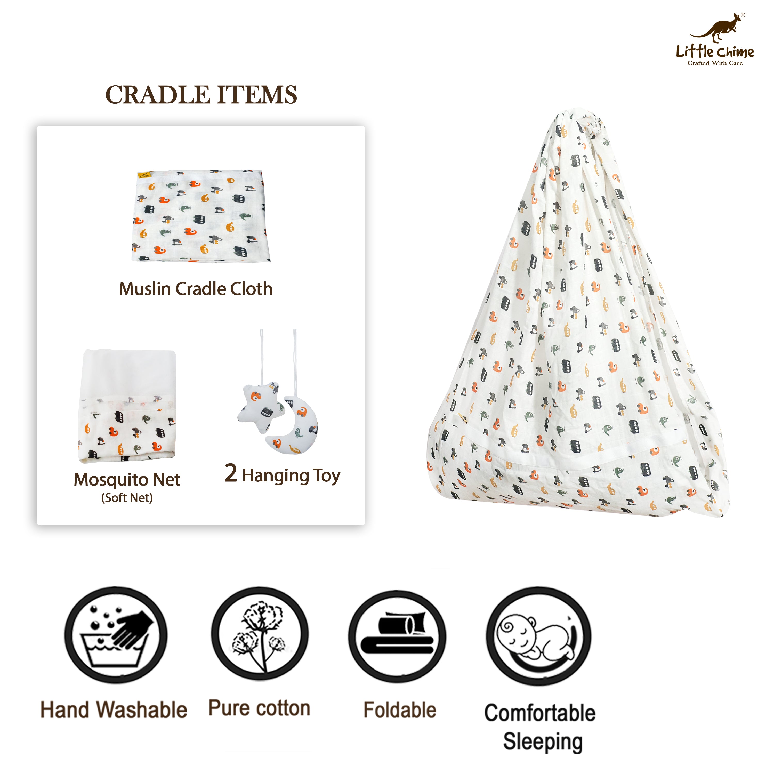 Foldable Hanger & Muslin Cradle Cloth Combo