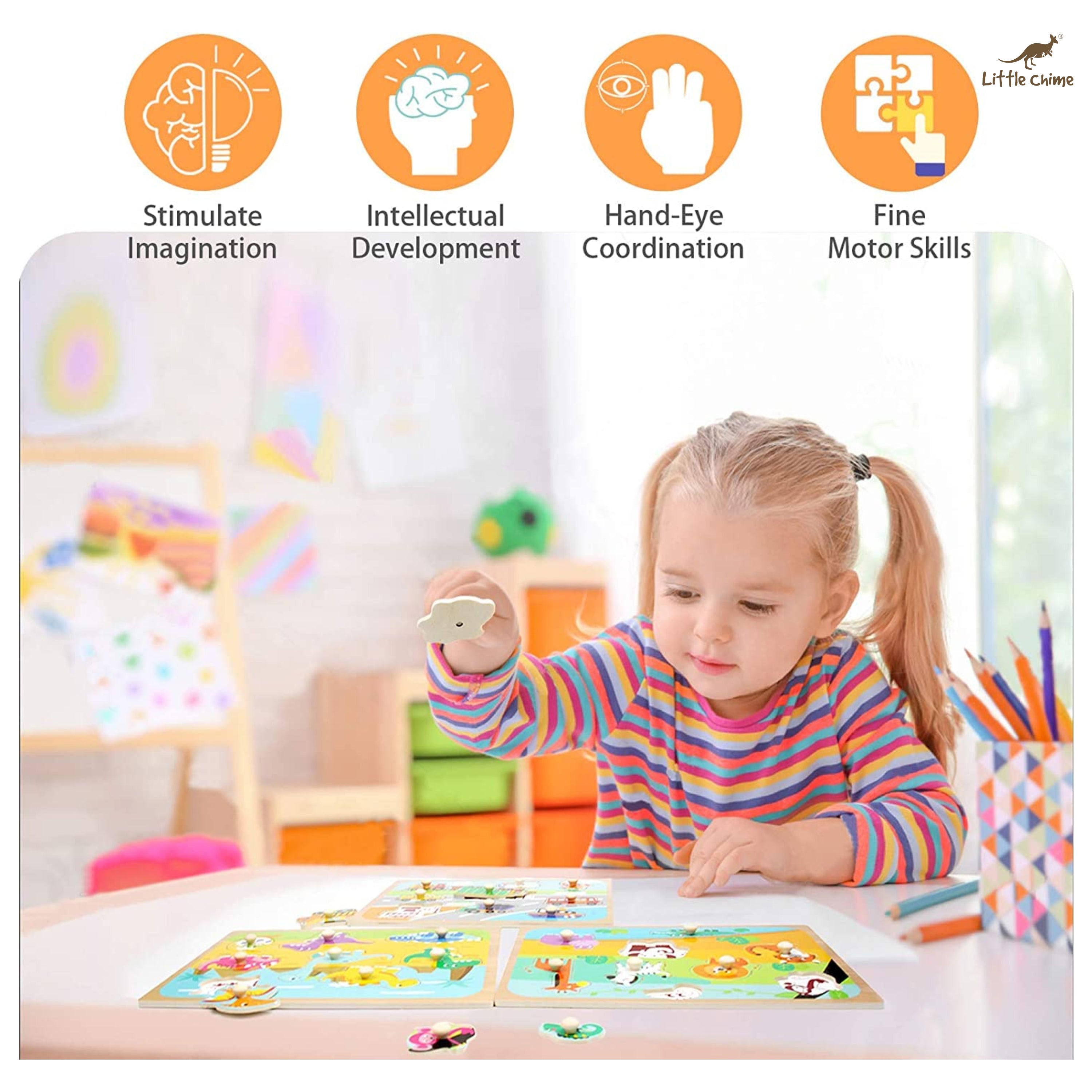 Wooden Puzzles for Kids with Knob