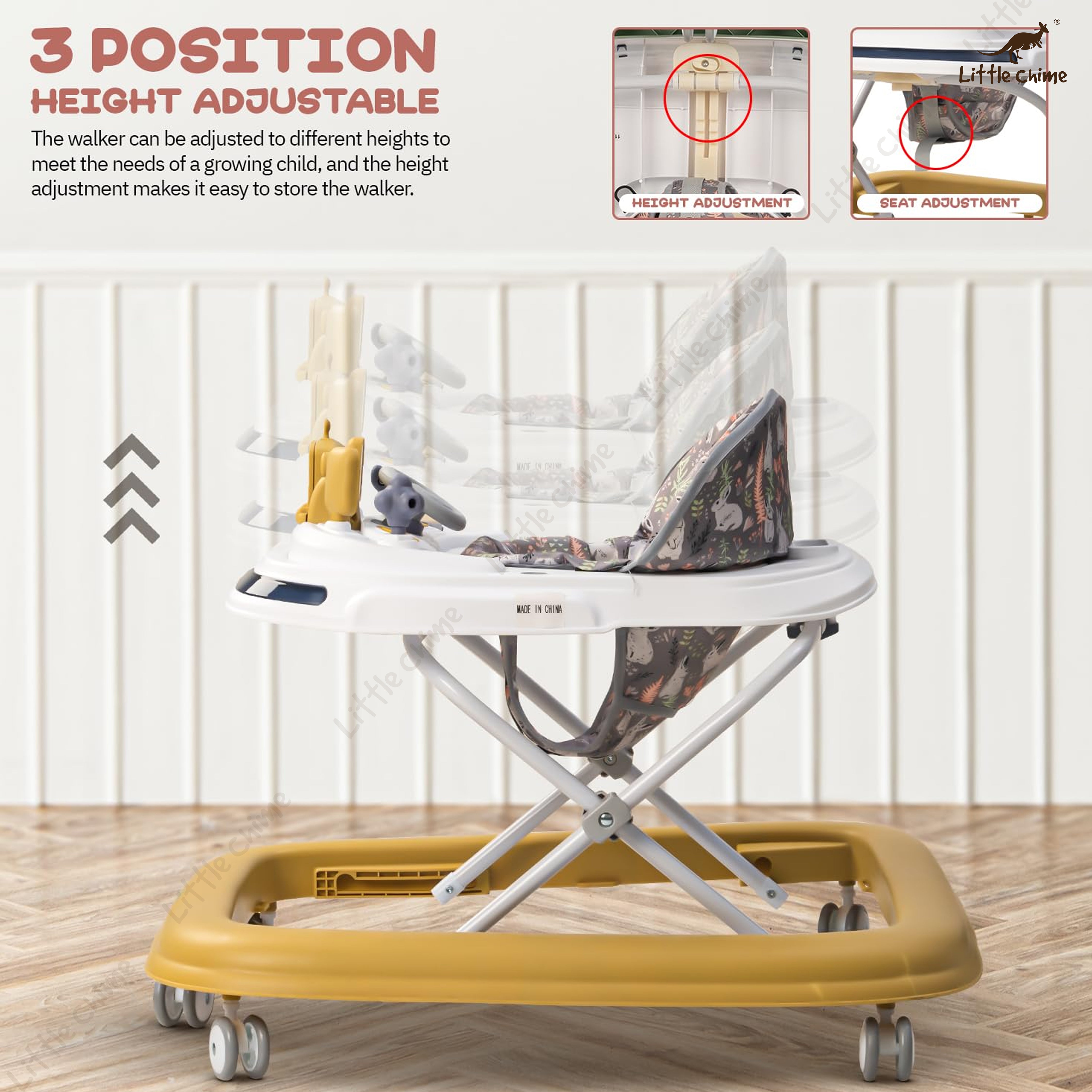 Claffy Foldable Round Kids Walker with