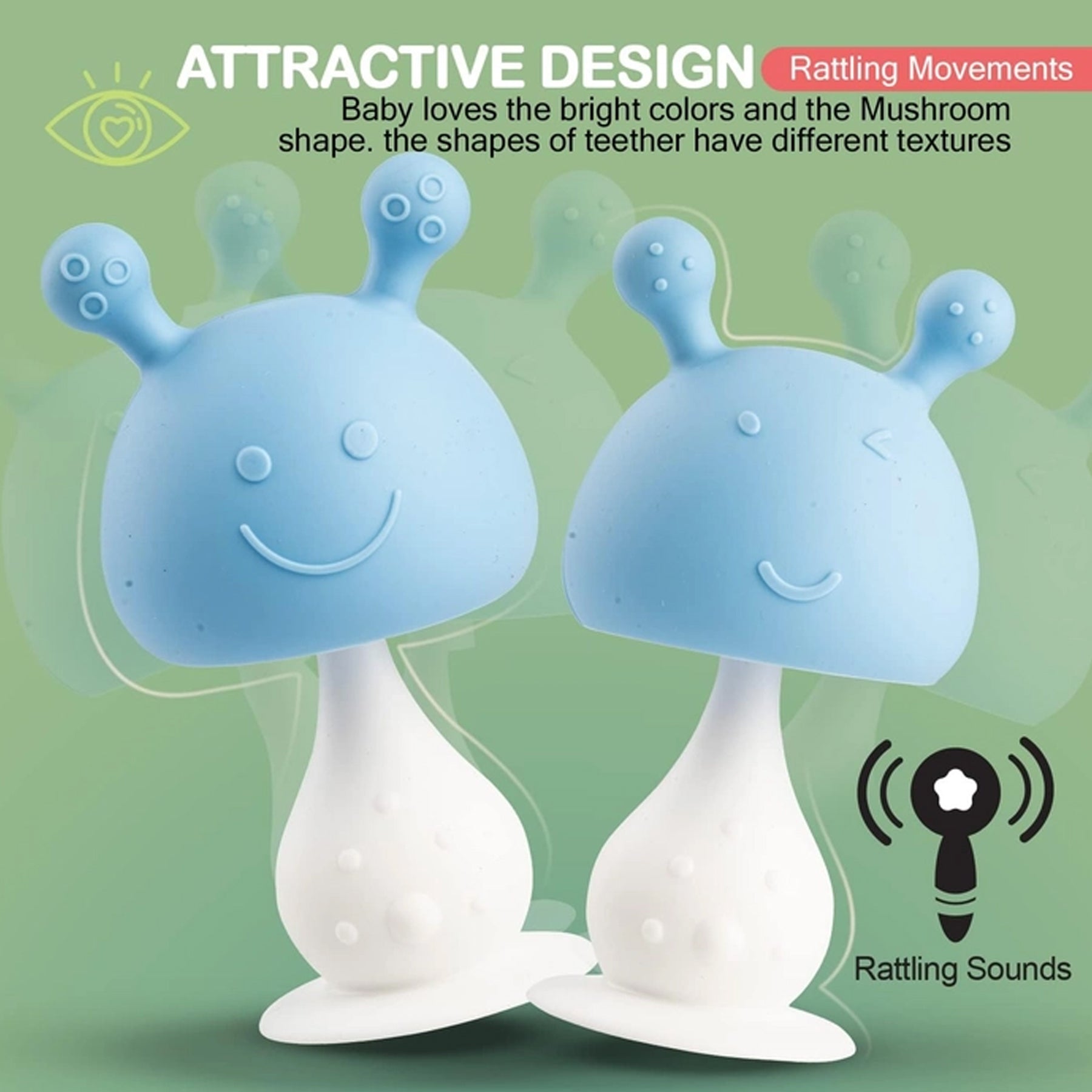 Soft Silicon Teether For Babies | Mushroom Design