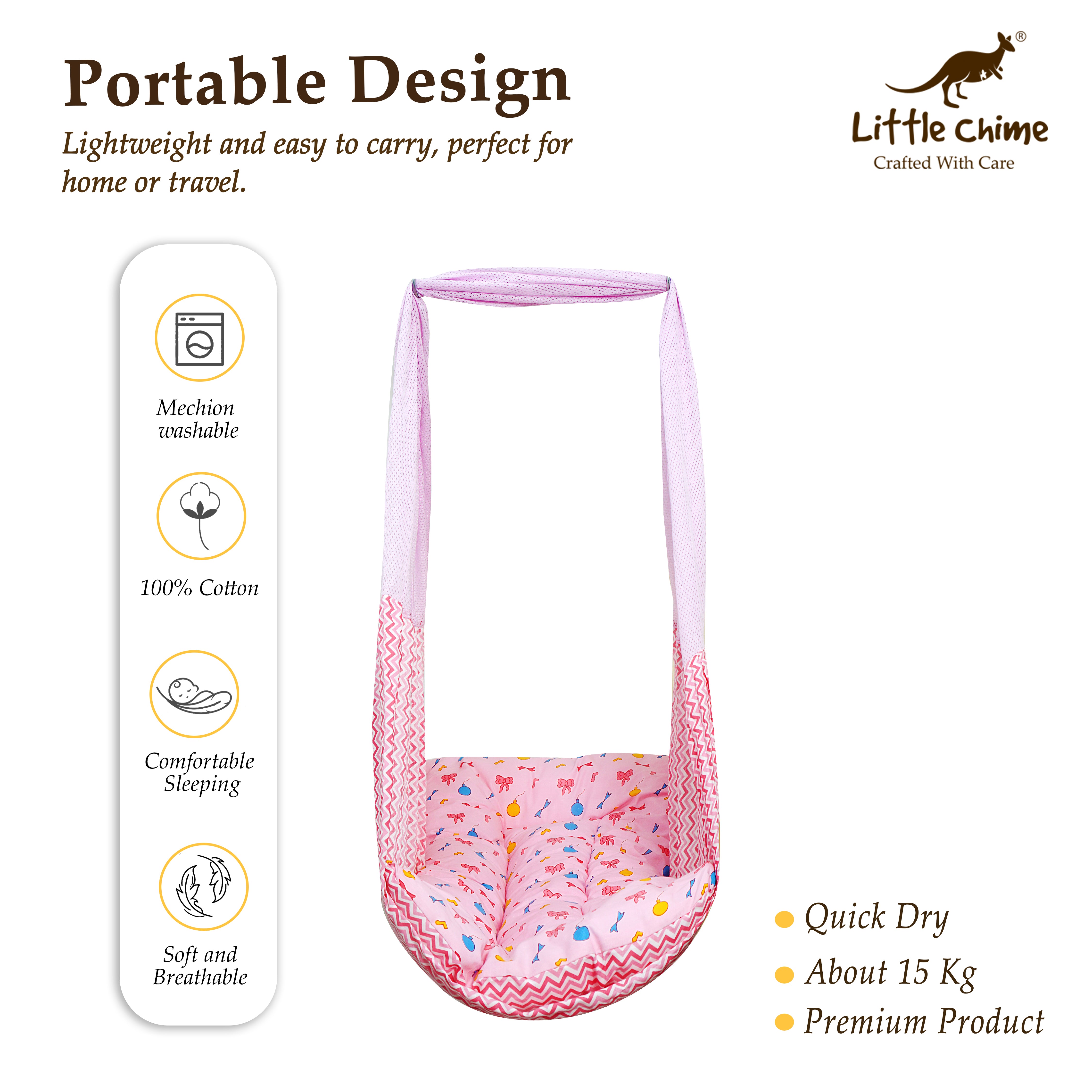 Little Chime Complete Cradle Set with Window Hanger, Cradle Bed & Mosquito Net