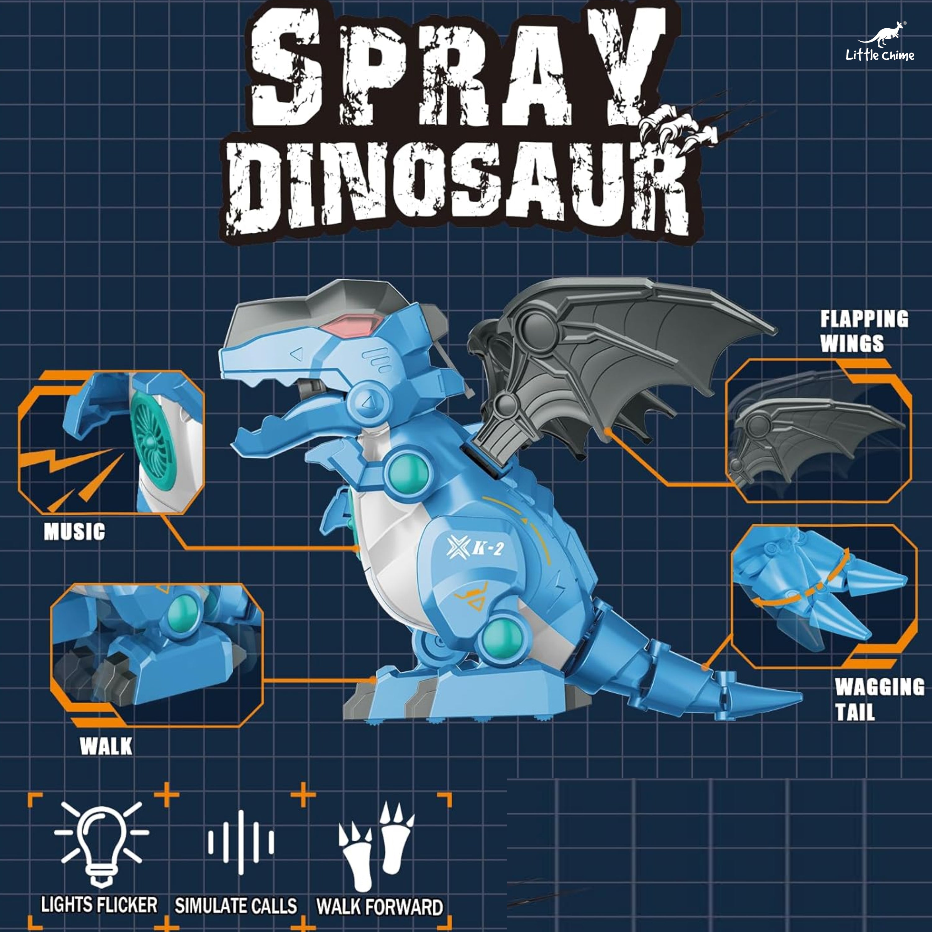 Tassino Electric Spray Dinosaur Toy