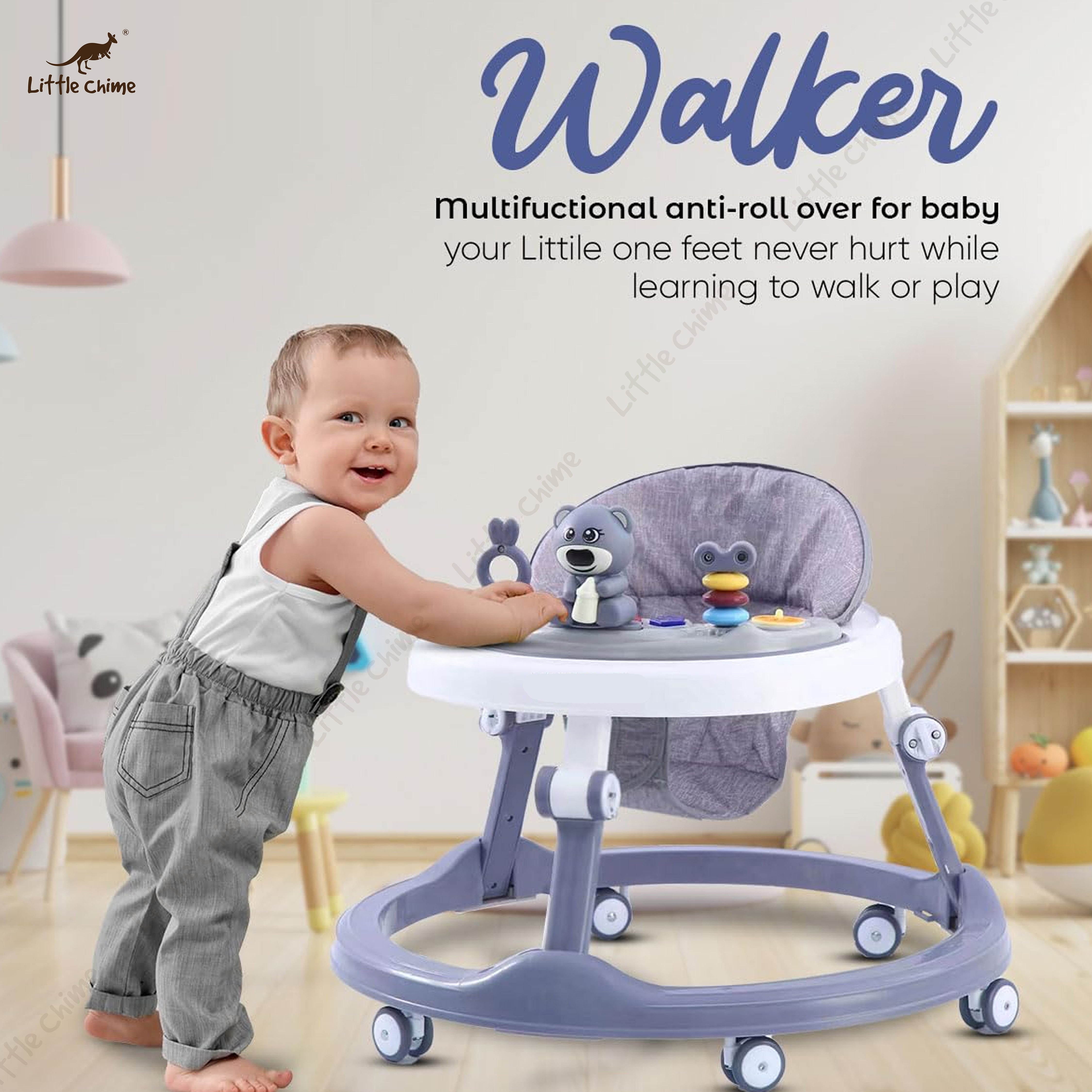 Bumtum Baby Pink Teddy Walker