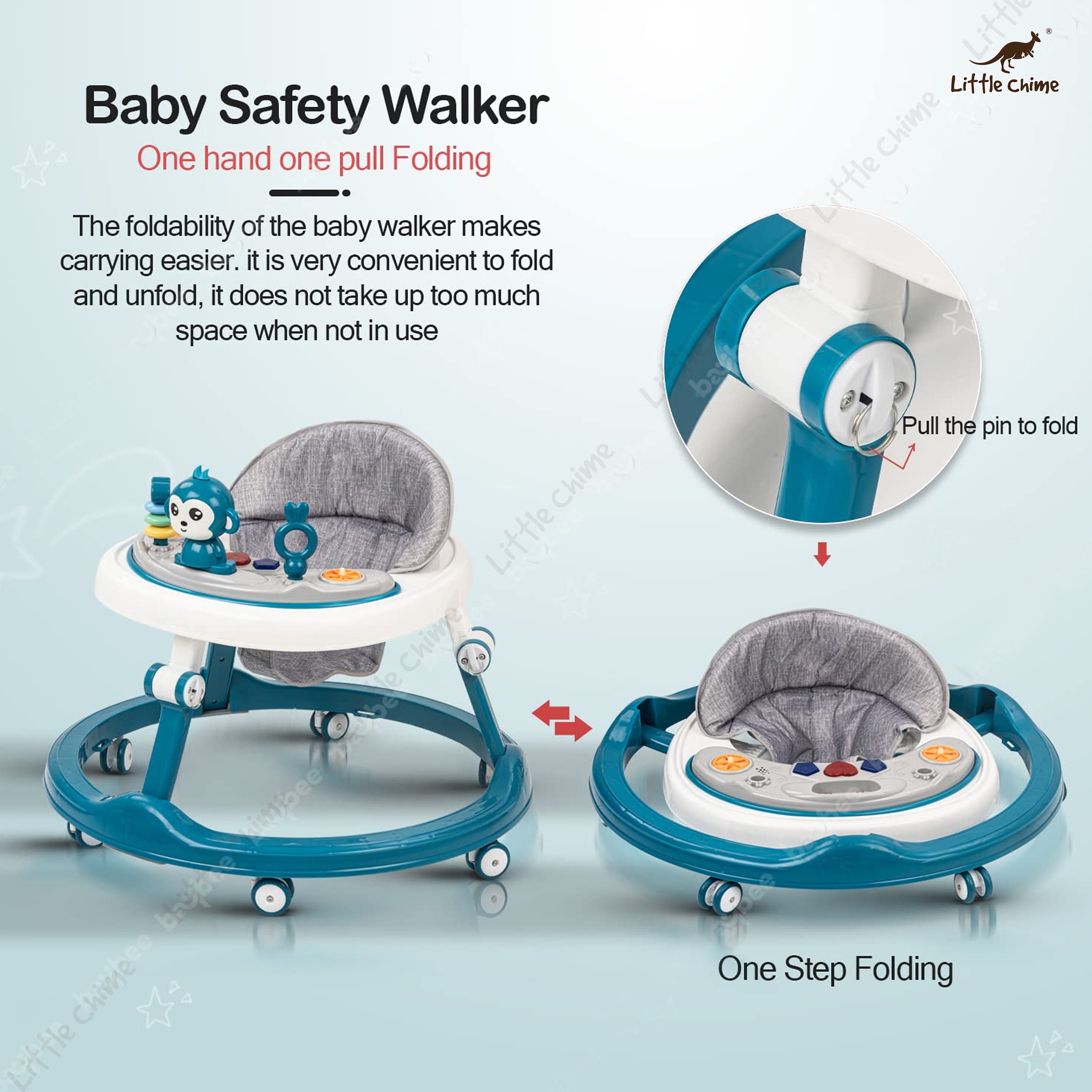 Cute Monkey Theme Baby Walker