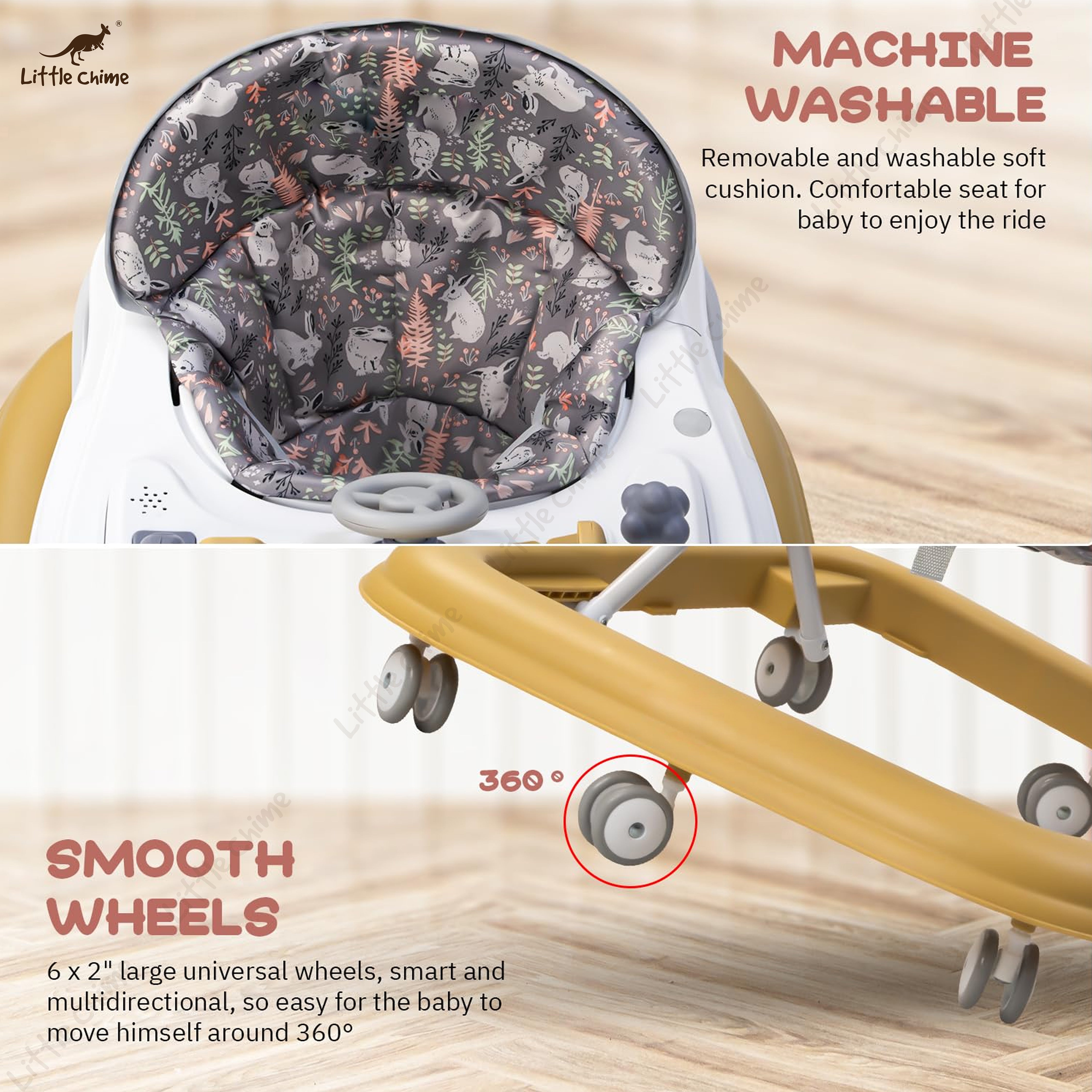 Claffy Foldable Round Kids Walker with