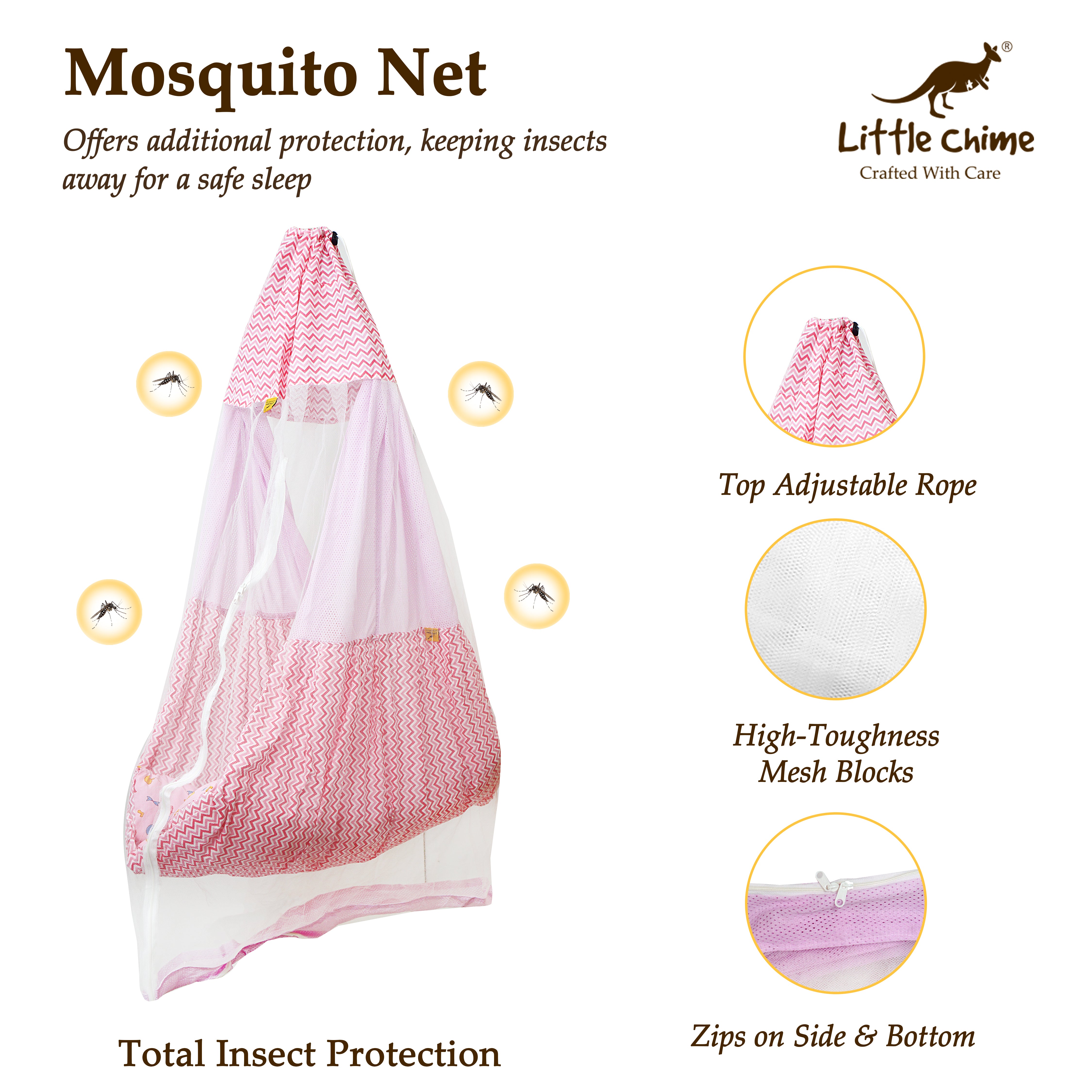 Little Chime Complete Cradle Set with Window Hanger, Cradle Bed & Mosquito Net
