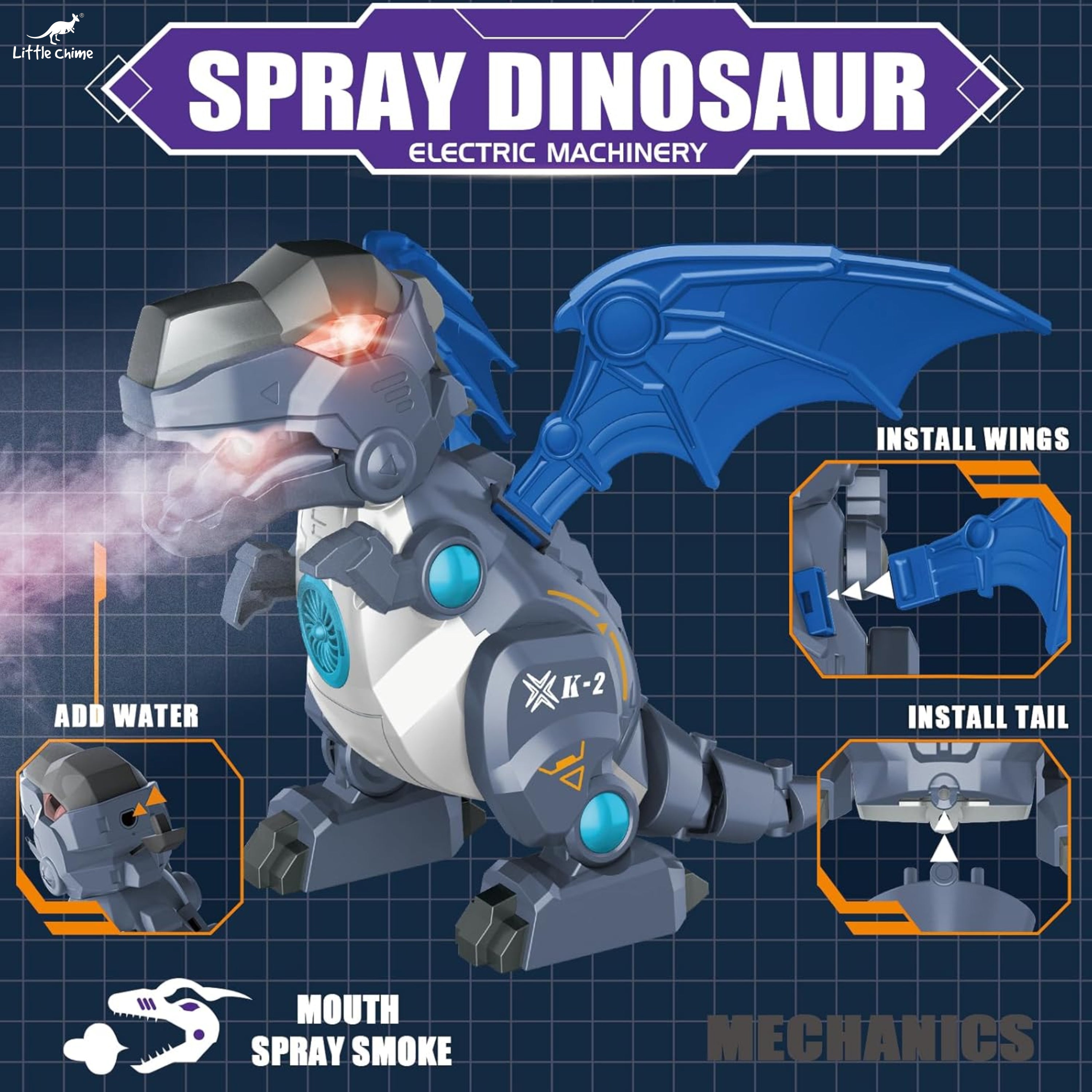 Tassino Electric Spray Dinosaur Toy