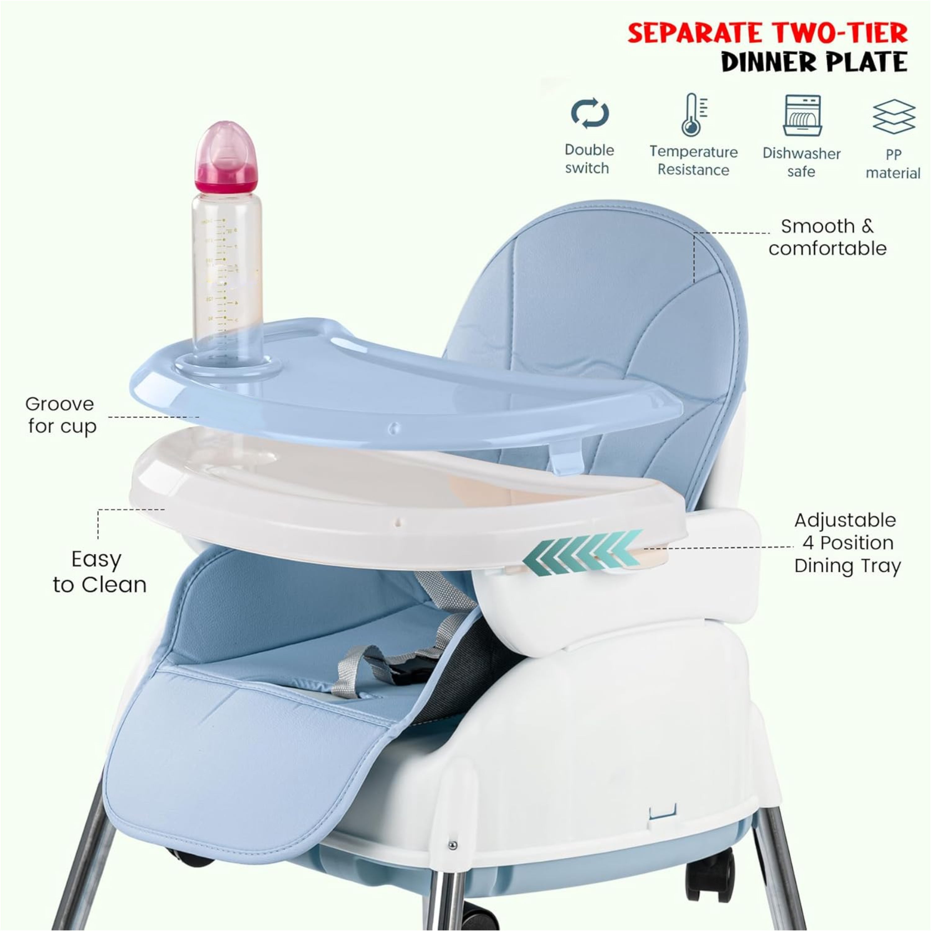 Convertible High Chair With Adjustable Height And Footrest