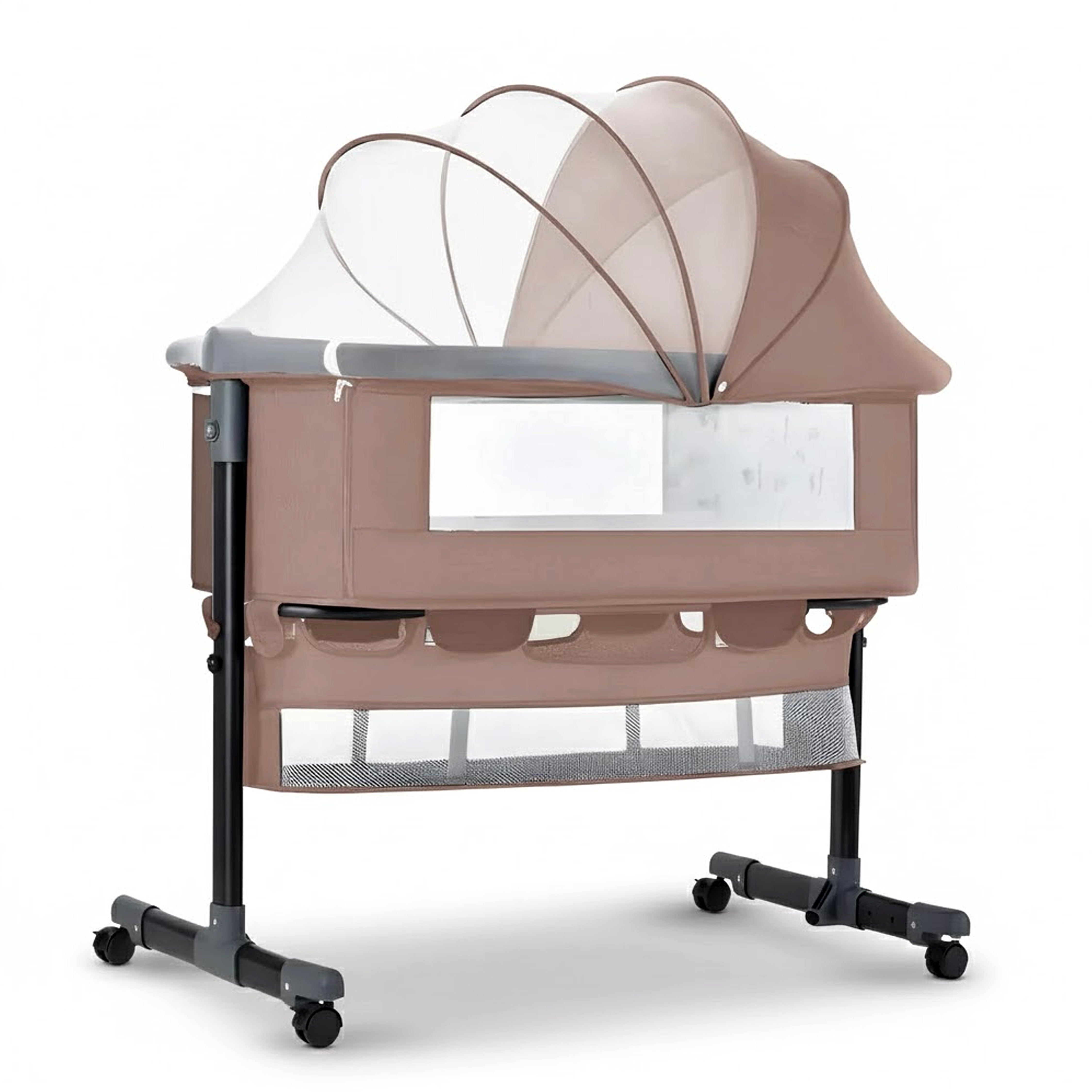 Baby Bedside Crib with 2 Height Adjustable Bed Cot