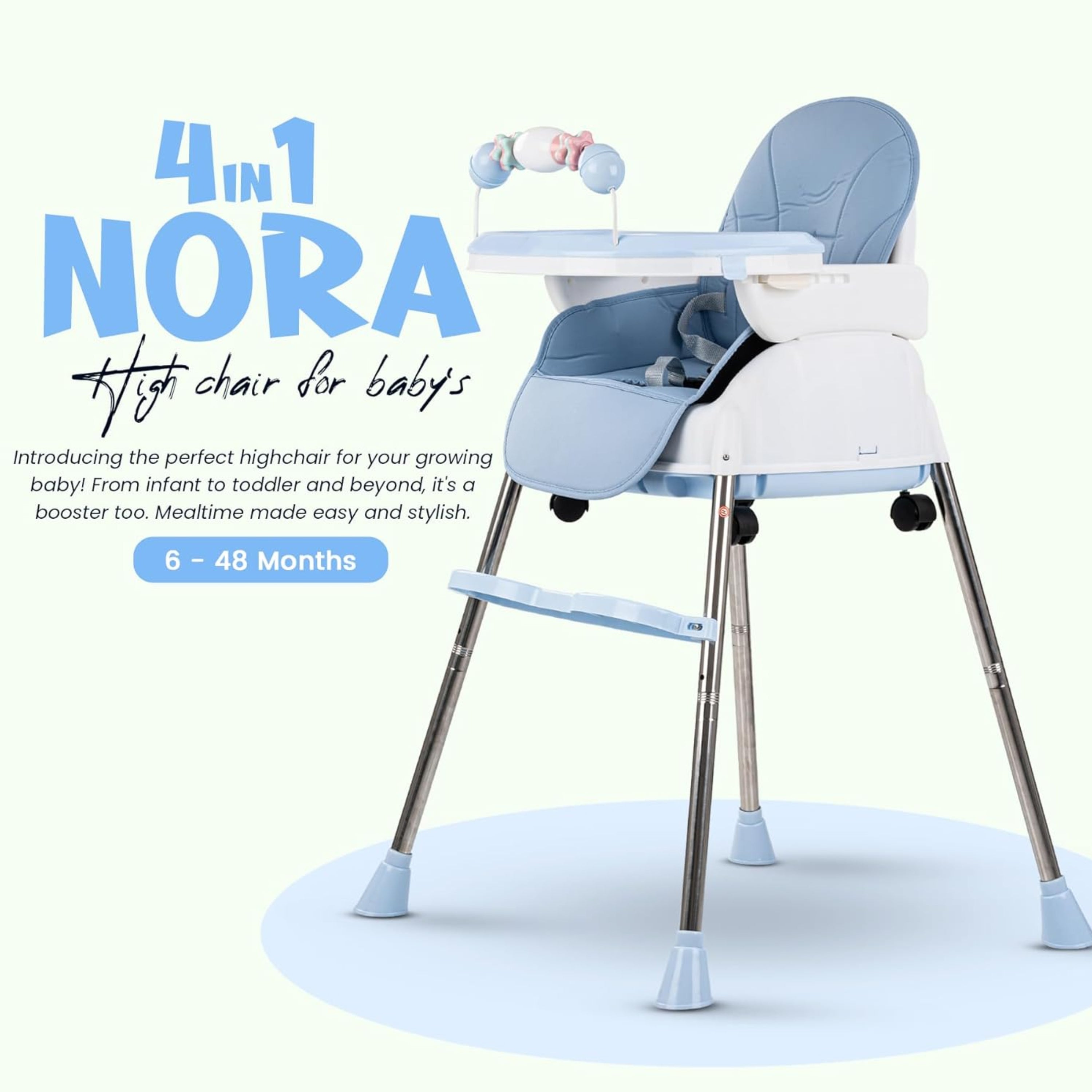 Convertible High Chair With Adjustable Height And Footrest